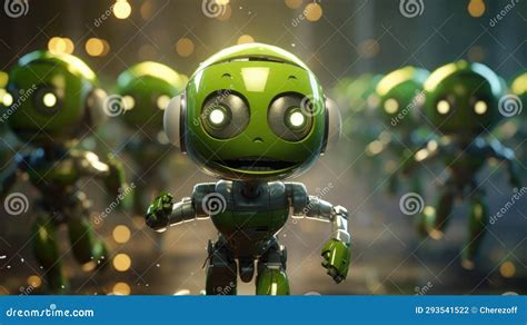 A Group Of Green Robots Ecology Stock Illustration Illustration Of