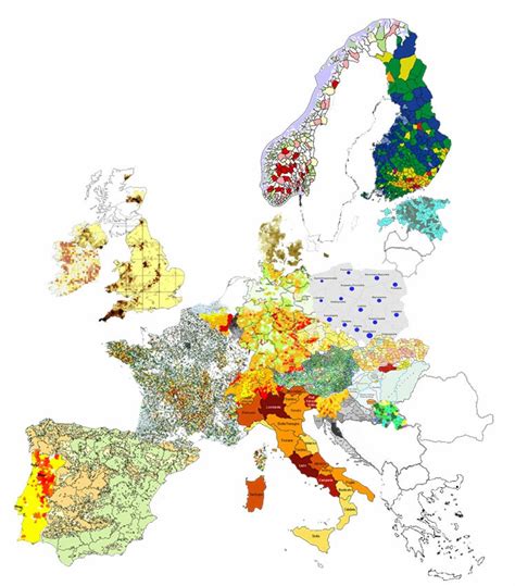 Collage Of The European Radon Maps Published By The National