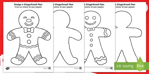 Gingerbread Man Colouring Pages Englishitalian Twinkl