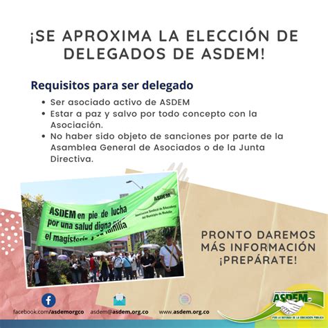 PROCESO DE ELECCIÓN DE DELEGADOS ASDEM Asociación Sindical de