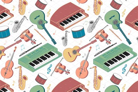 Musical Instruments Seamless Pattern Graphic Patterns Creative Market