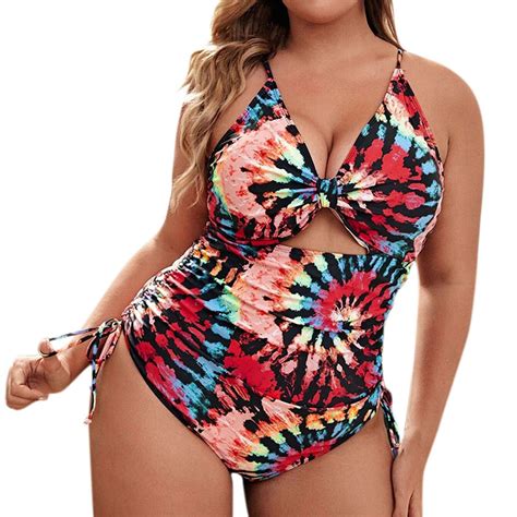 TAIAOJING Women Tummy Control Swimsuits One Piece Plus Size Printed