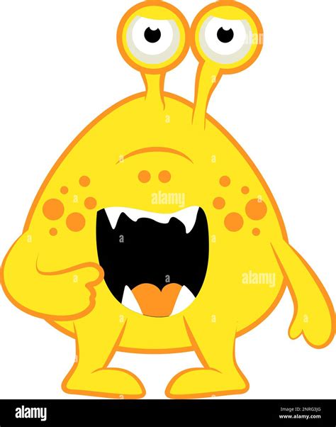 Cartoon yellow monster. Halloween vector illustration of monster. Baby sticker Stock Vector ...