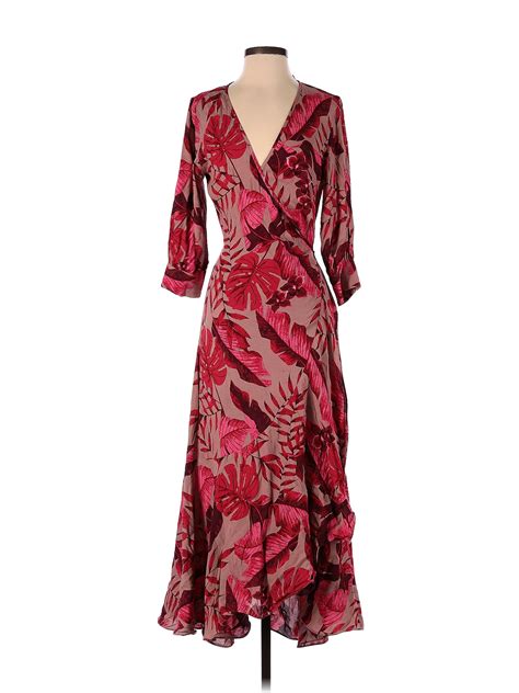 Johanna Ortiz X Handm 100 Viscose Floral Multi Color Burgundy Casual