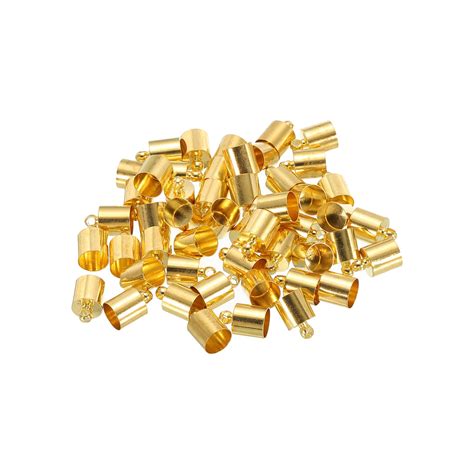 50Pcs Cord End Caps 6 5mm End Cap Barrel Beads Kumihimo End Caps Brass