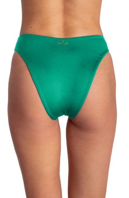 Solid Color High Waisted Bikini Slip Size S Color Green