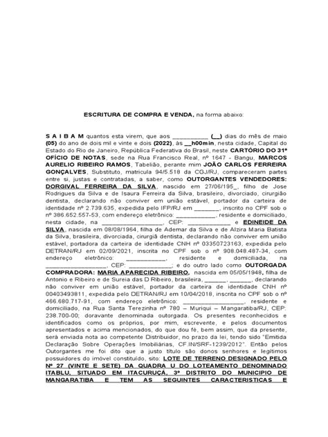 Escritura De Compra E Venda - Escritura de Compra e Venda - Pedro Corretor | PDF
