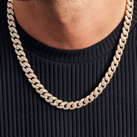 Iced Out Cuban Link Chain 10mm Mens Studded Chain Jaxxon