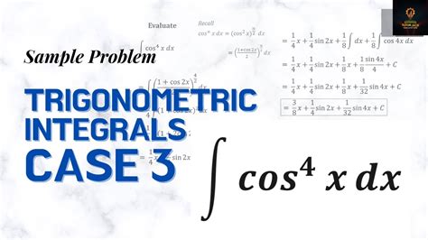 Trigonometric Integrals Case Sample Problem Integral Calculus