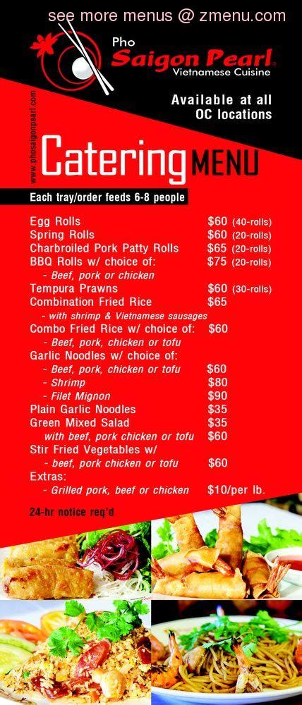 Menu At Pho Saigon Pearl Restaurant Costa Mesa Newport Blvd D 154