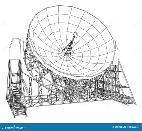 Radio Telescope Concept Outline Vector Stock Vector Illustration Of