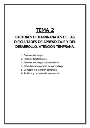 Tema Apuntes Resumen Tema Dificultades De Aprendizaje Y