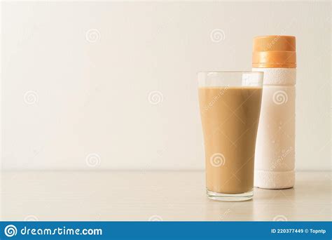 Coffee Latte Glass With Ready To Drink Coffee Bottles Stock Image