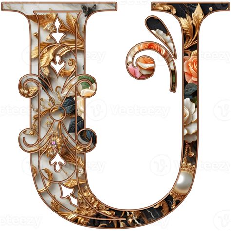 Gold Floral Alphabet Png