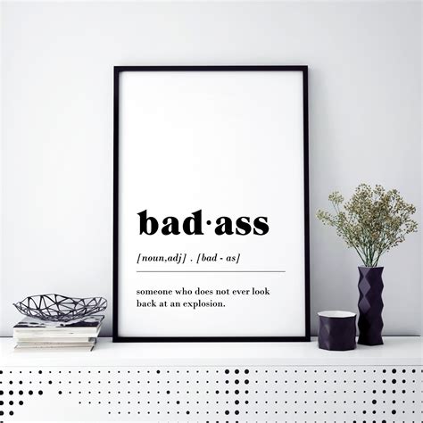 Badass Definition Quote Dictionary Word Quotes Wall Art Etsy