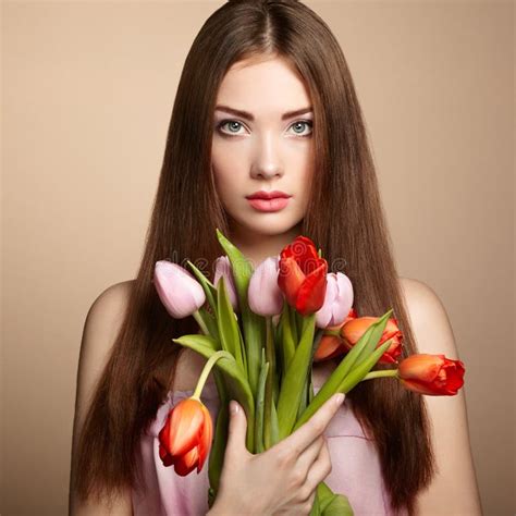 Portrait Of Beautiful Dark Haired Woman Stock Image Image Of Lady