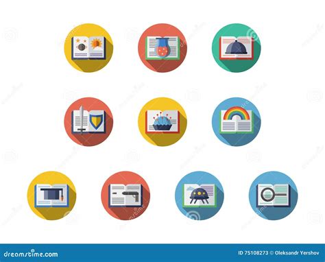 Set Of Literary Genres Flat Line Icons Vector Illustration