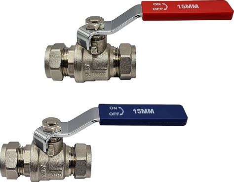 Pipestation 15mm Isolation Valve 2 Pack With Red Blue Handle Lever