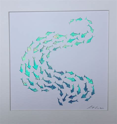 Shoal Of Fish Art Ocean Home Decor Framed Present T Fish Stencil