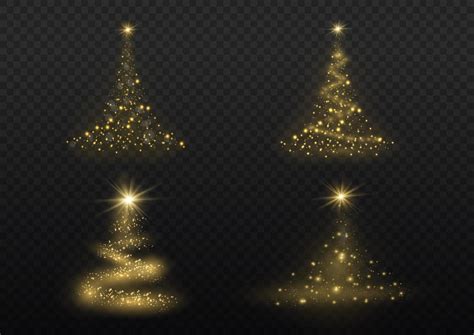 Christmas Tree From Light Vector Golden Christmas Tree As A Symbol Of A Happy New Year A Merry