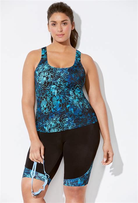 Plus Size Chlorine Resistant Swell Sport Tankini With Bike Short