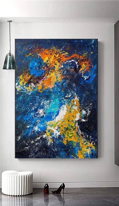 Große blaue abstrakte Malerei blau Wand Kunst moderne Etsy