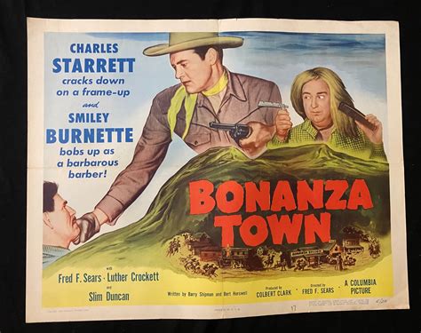 Bonanza Town Original Half Sheet Poster 1951 Smiley Burnette 1951