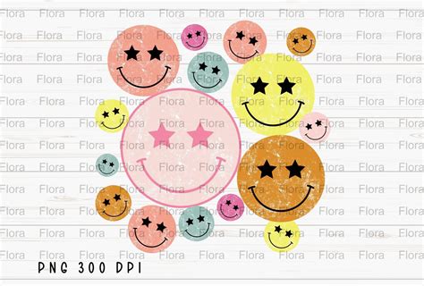 Retro Smiley Face Vintage Groovy PNG Graphic By Flora Co Studio