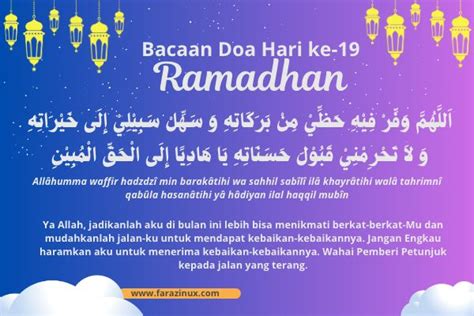 Doa Puasa Hari Ke 19 Ramadhan Arab Latin Dan Terjemah