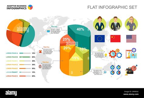 International Business Percentage And Pie Charts Template Stock Vector