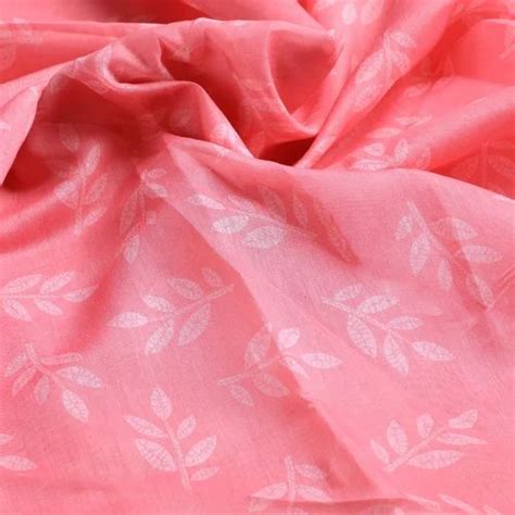 Chanderi Digital Printed Fabric With Pink Leaves Print At Rs