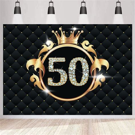 Amazon Withu Gold 50th Birthday Backdrop Black Lattice Shiny