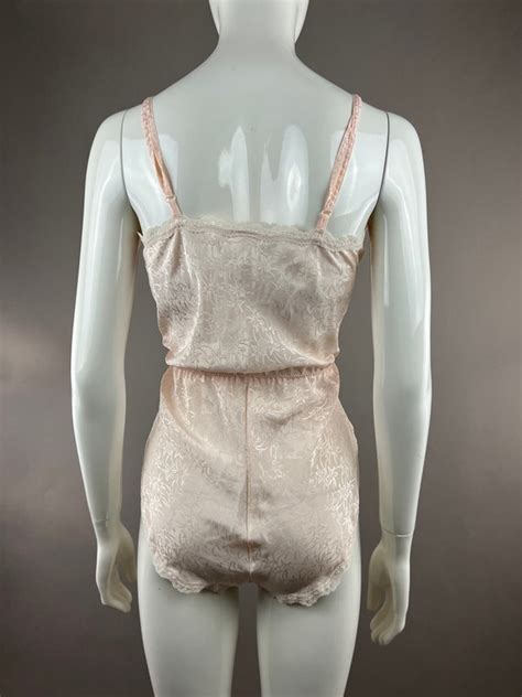 Barbizon Pale Pink Teddy W Lace Accents Sexy Annivers… Gem