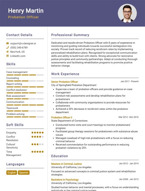 Probation Officer CV Example For 2024 Tips To Stand Out CVDesigner Ai