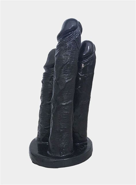 Three Penetration Dildos Realistic Triple Dildo Heads Dildo Suction