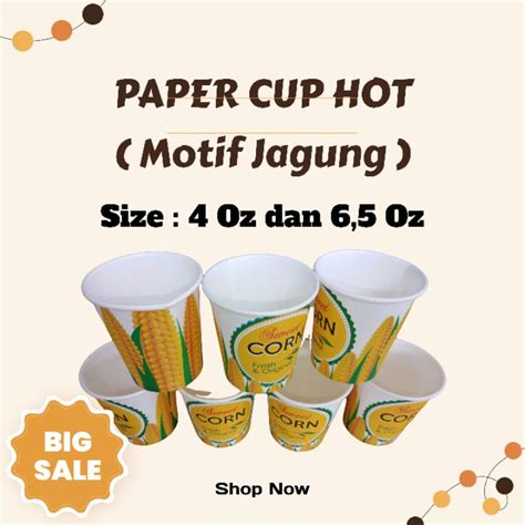 jual paper cup hot   pcs cup gelas cup jagung  oz  oz