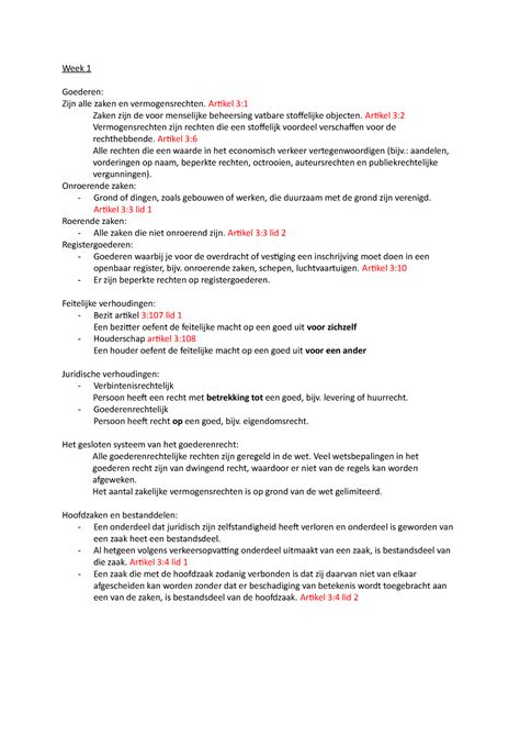 Samenvatting Goederenrecht Week Week Goederen Zijn Alle