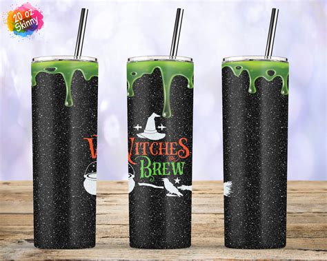 Witches Brew Glitter Halloween Tumbler 20oz Skinny Tumbler Wrap Waterslide