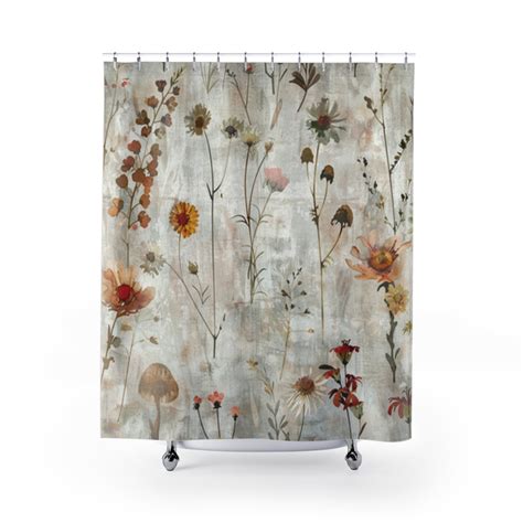 Boho Shower Curtain S20botanical Shower Curtain Wildflowers Cottagecore