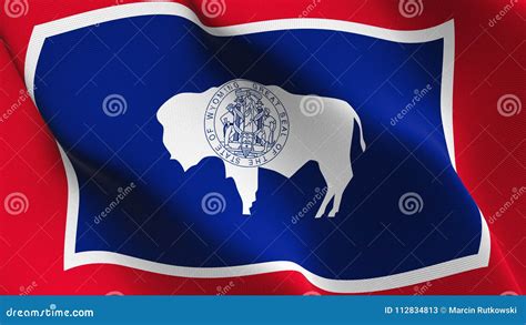 Wyoming US State Flag Waving On Wind Stock Illustration Illustration