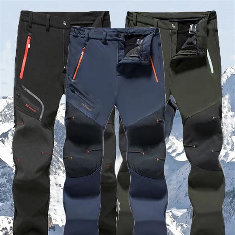 Cargo Men Winter Fleece Waterproof Outdoor Pants Soft Shell Trousers