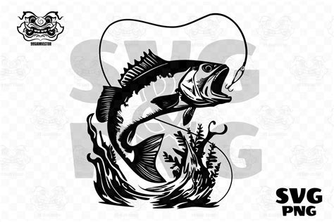 Bass Jumping Out Of Water Svg Graphic By Siamvector Creative Fabrica