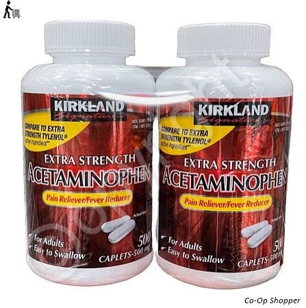 Kirkland Signature Extra Strength Acetaminophen 500 Mg Caplets 1 000