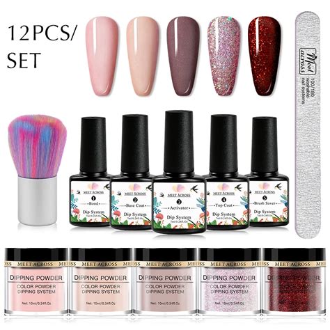 Pcs Dipping Nail Powder Set Nude Pink Dip Glitter Powder Dust Natural Dry Without Lamp
