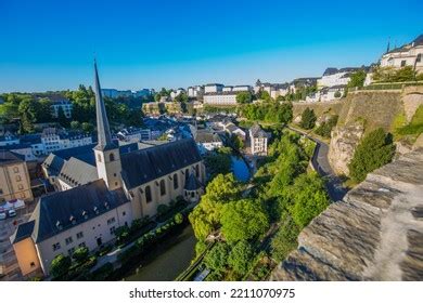 Panorama City Luxembourg Birds Eye View Stock Photo 2211070975