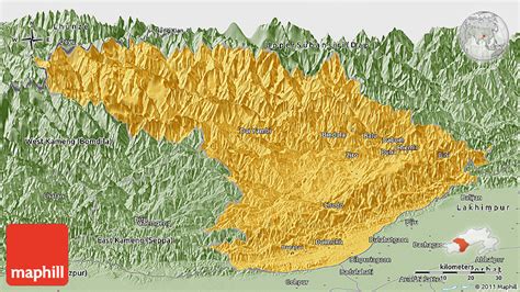 Savanna Style Panoramic Map Of Lower Subansiri Ziro