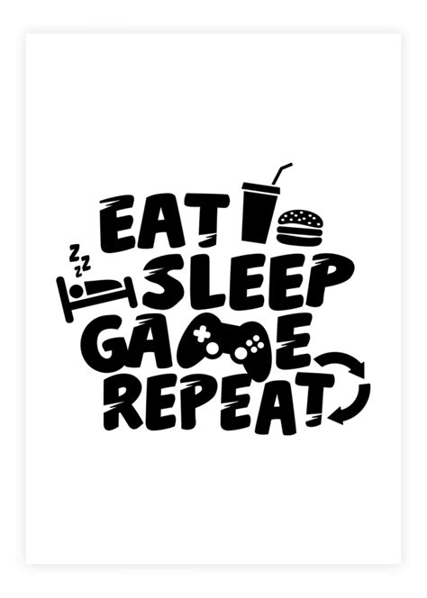 1 Eat Sleep Game Repeat Wallsticker Smartstickers Dk