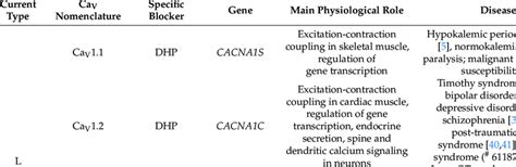 Subtype, function, and disease of calcium channel types. | Download ...