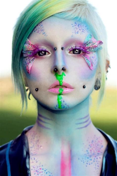 Colorful Hair Makeup Fx Stage Makeup Alien Makeup Makeup Ideas Pixie Makeup Devil Makeup