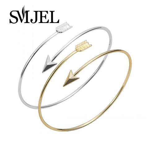 Smjel Bracelet Manchette Avec Fl Che Pour Hommes Et Femmes Simple